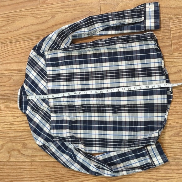 JNCO plaid button-down cotton shirt blue white zipper pockets skater, men's M - Picture 4 of 7